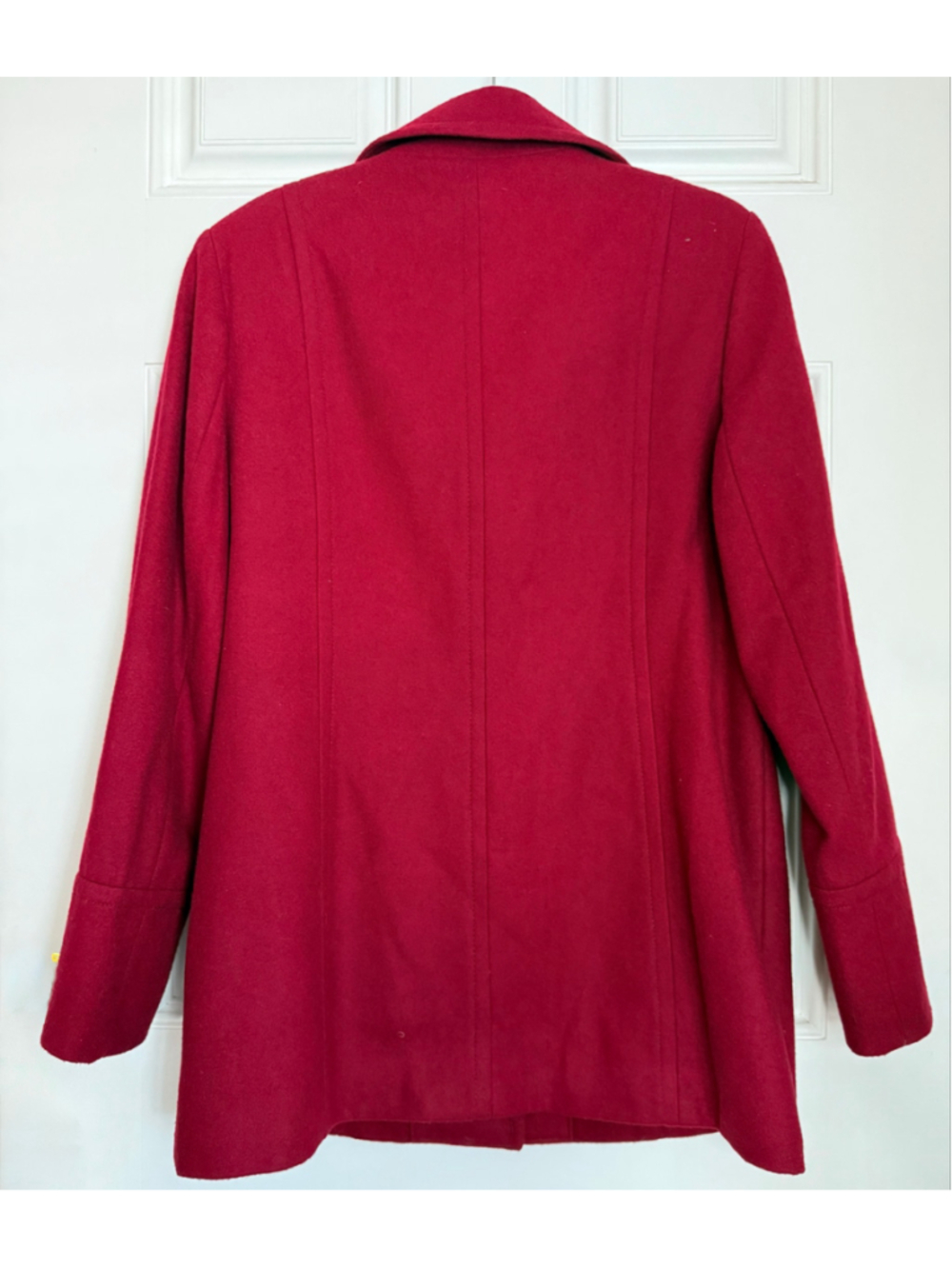 St Johns Bay Red Wool Blend Car Coat L Classic Button Front Winter - Picture 4 of 11